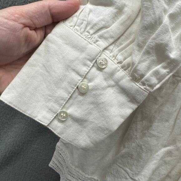 Sezane Honorina Dress Coastal Linen Cotton Button Up Mini Ecru Boho Womens 8 NEW - Picture 16 of 16